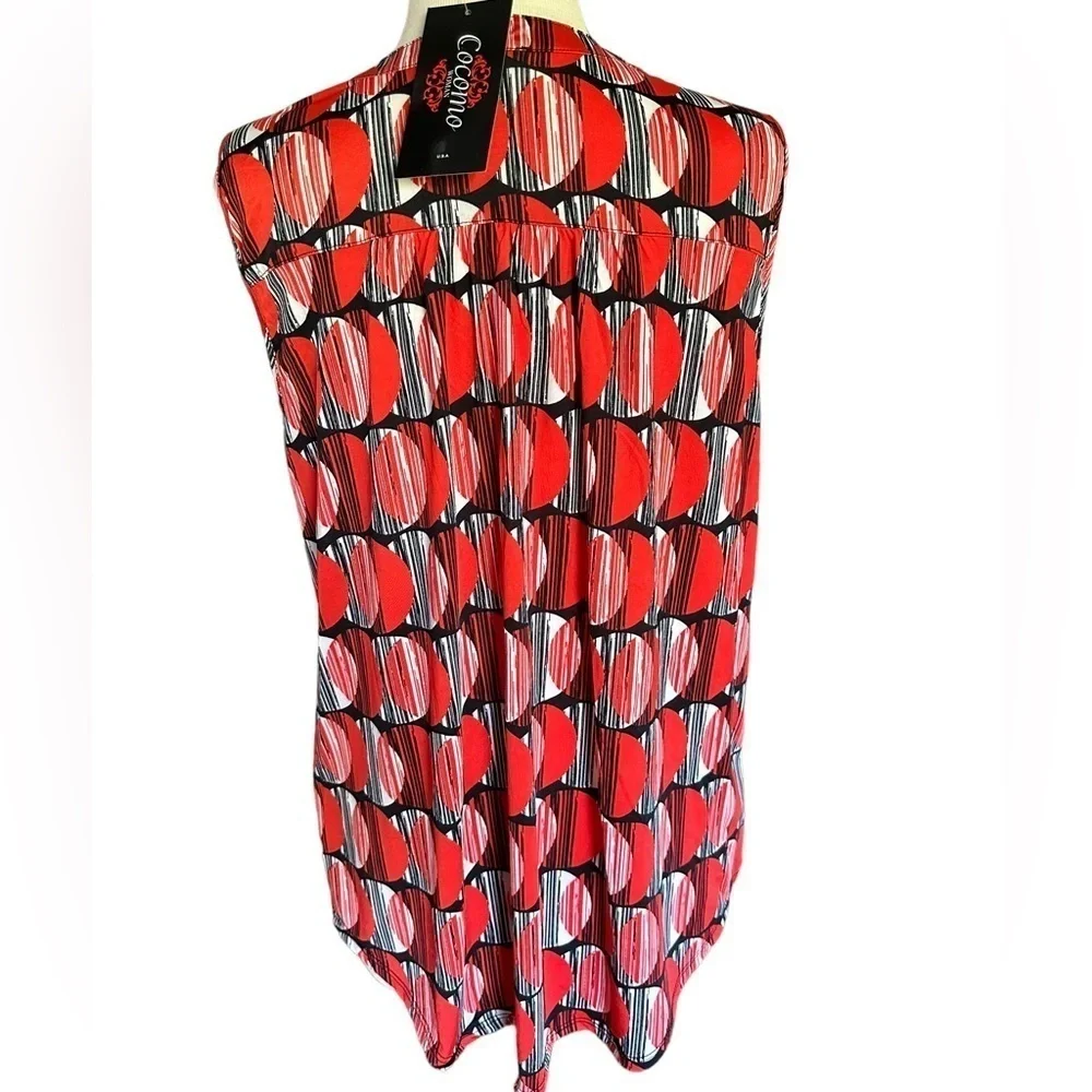 COCOMO 3X Red Black White Plus Size  sleeveless women's Blouse top tuni…